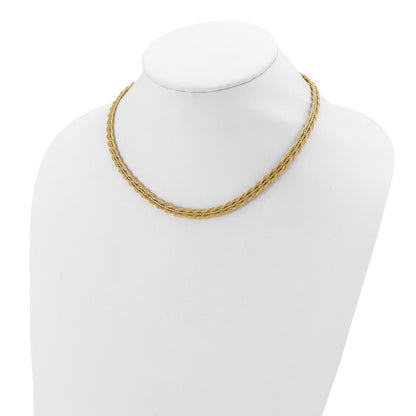 14K Yellow Gold Polished/Textured And Diamond Cut Necklace