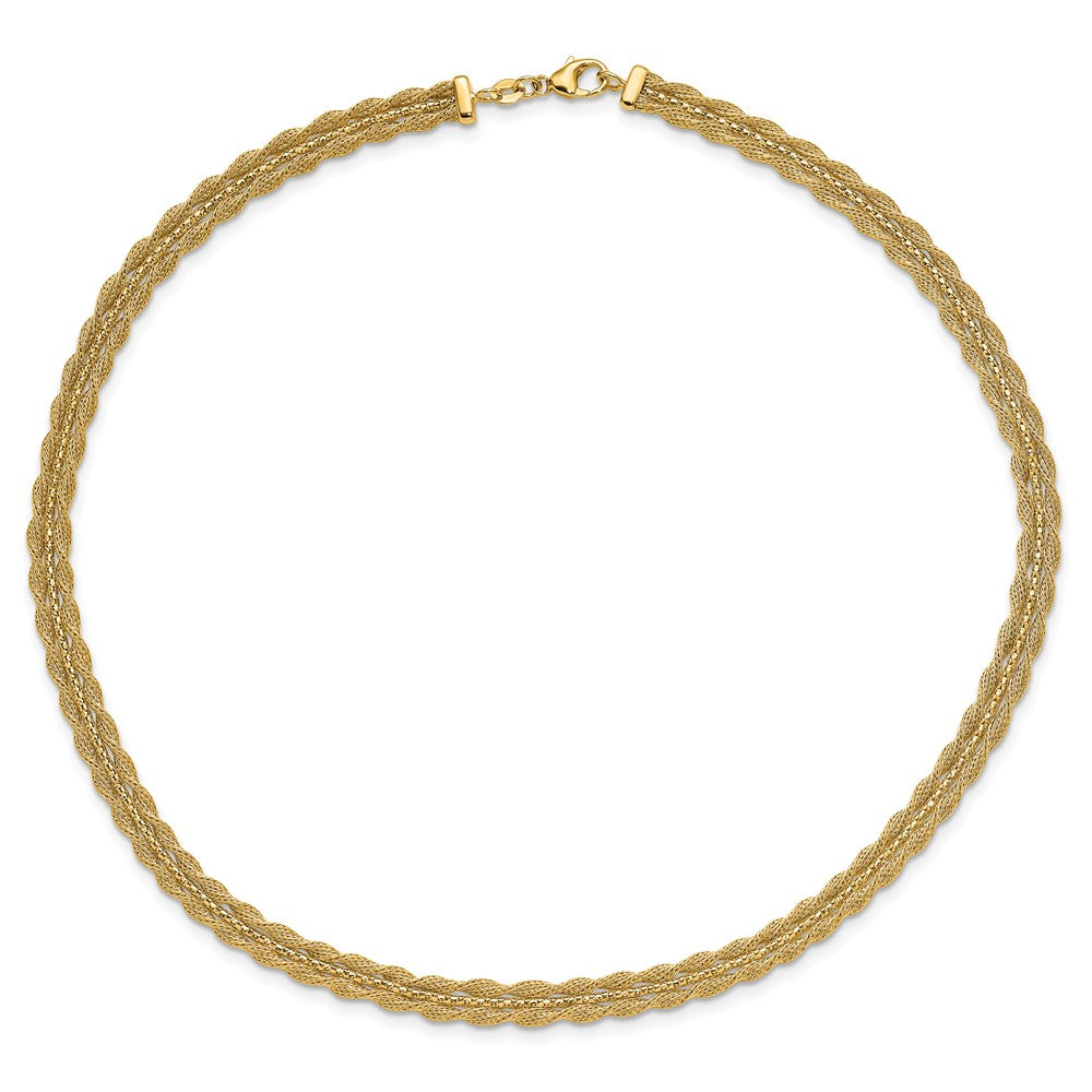 14K Yellow Gold Polished/Textured And Diamond Cut Necklace