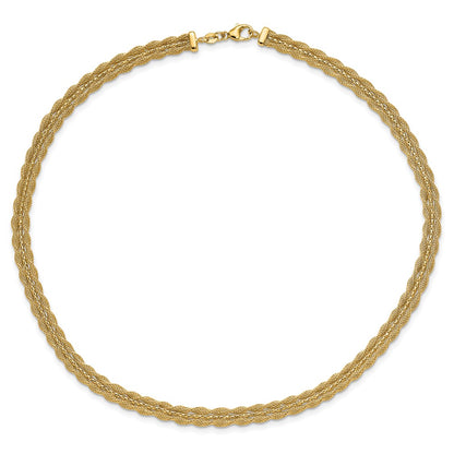 14K Yellow Gold Polished/Textured And Diamond Cut Necklace