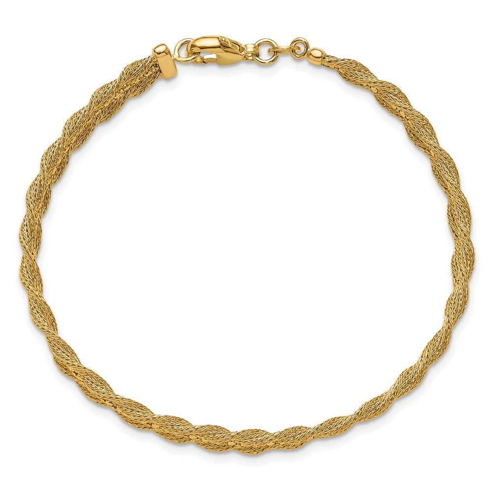 14K Yellow Gold Polished/Textured And Diamond Cut Bracelet