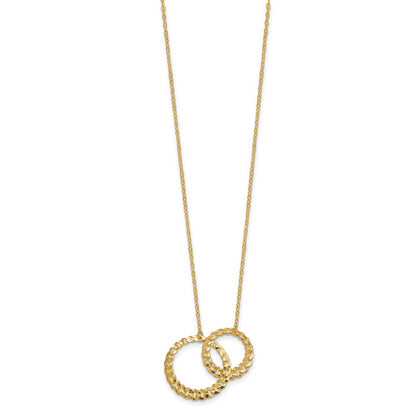14K Yellow Gold Polished And Diamond Cut Circles 2In Ext. Necklace