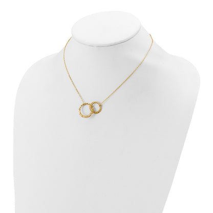 14K Yellow Gold Polished And Diamond Cut Circles 2In Ext. Necklace