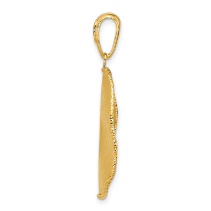 14K Two Tone Polished And Satin Teardrop Pendant