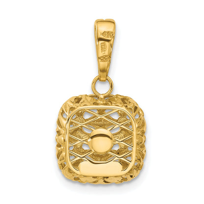 14K Yellow Gold Polished Puffed Square Pendant