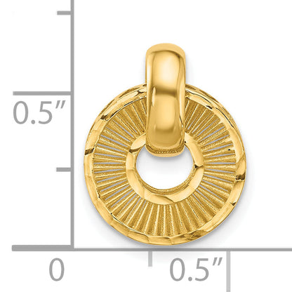 14K Yellow Gold Polished And Diamond Cut Circle Pendant