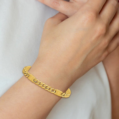14K Yellow Gold Polished With Design Fancy Link Men'S Bracelet