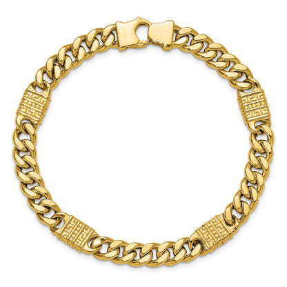 14K Yellow Gold Polished With Design Fancy Link Men'S Bracelet