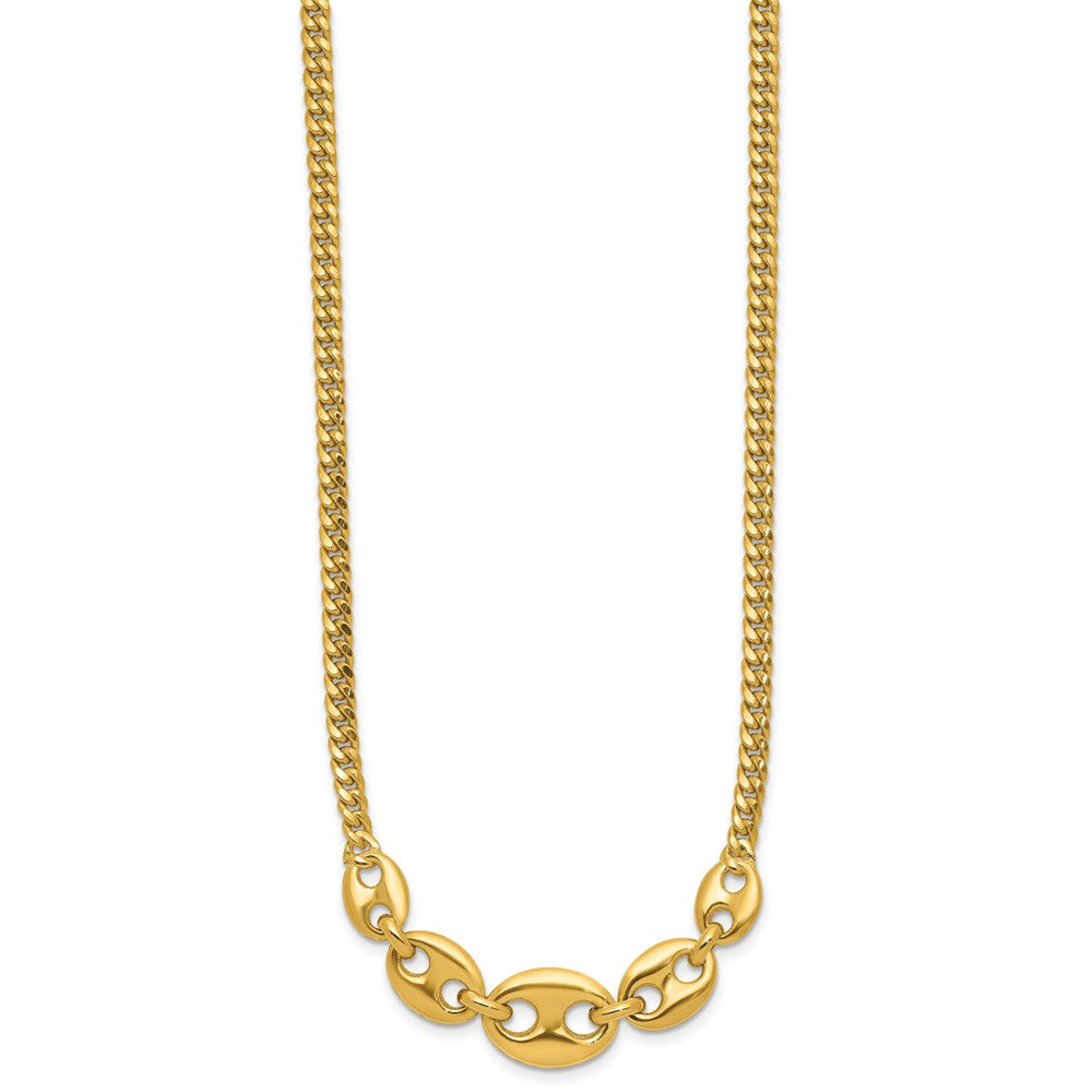 14K Yellow Gold Polished Fancy Curb Link Necklace