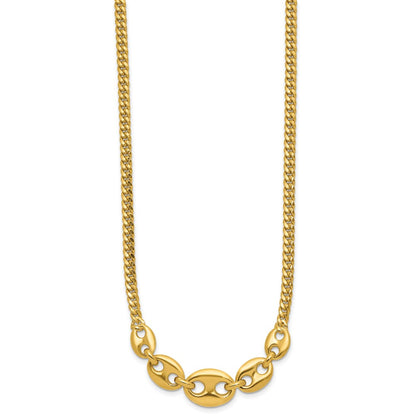 14K Yellow Gold Polished Fancy Curb Link Necklace