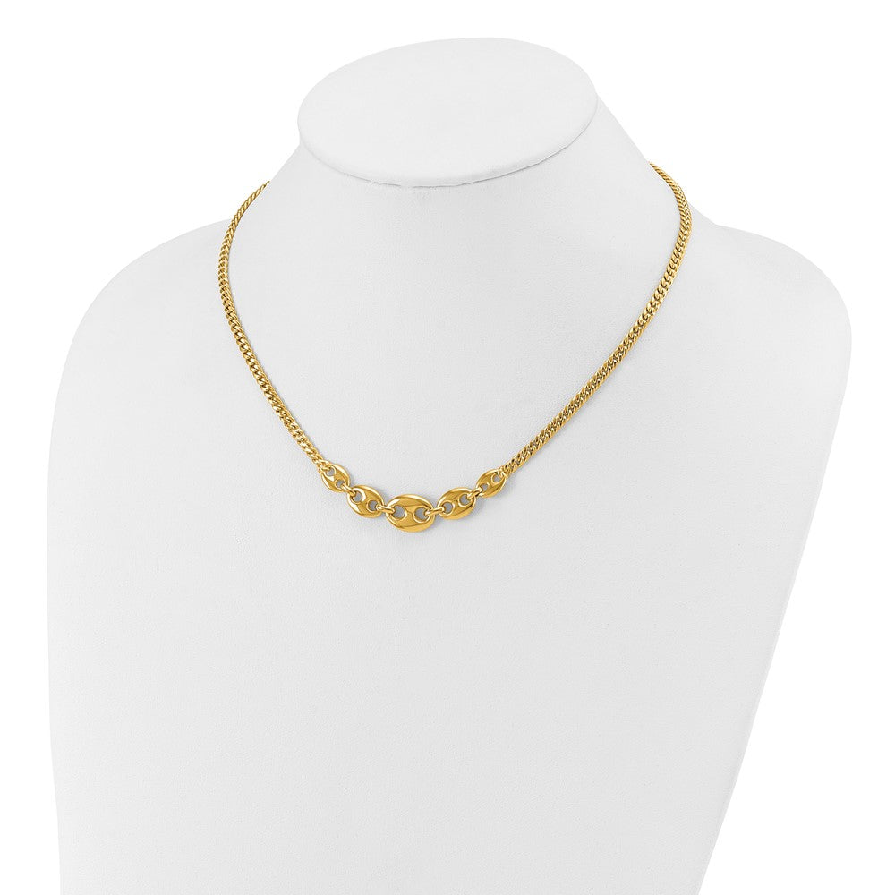 14K Yellow Gold Polished Fancy Curb Link Necklace