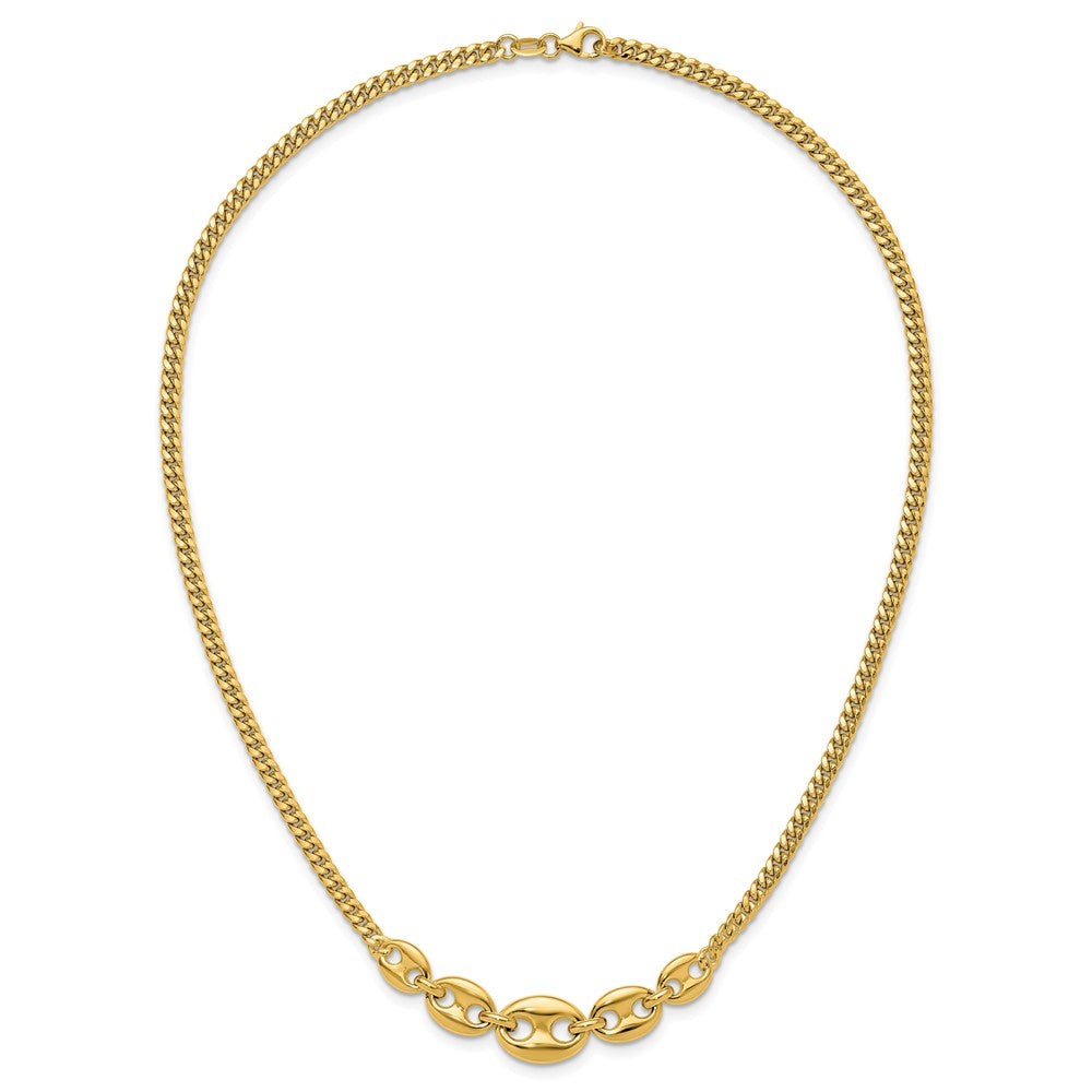 14K Yellow Gold Polished Fancy Curb Link Necklace