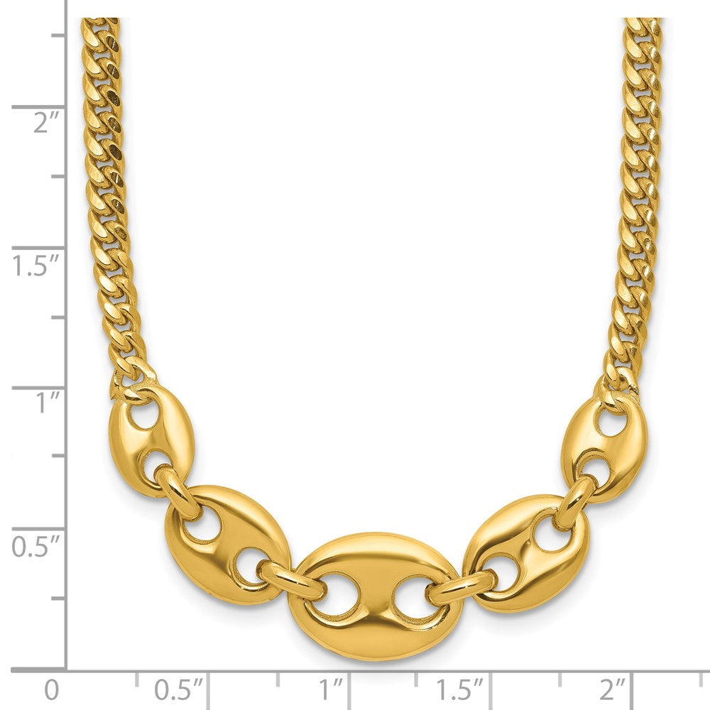 14K Yellow Gold Polished Fancy Curb Link Necklace