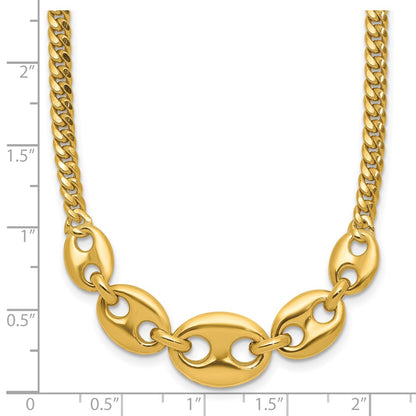 14K Yellow Gold Polished Fancy Curb Link Necklace