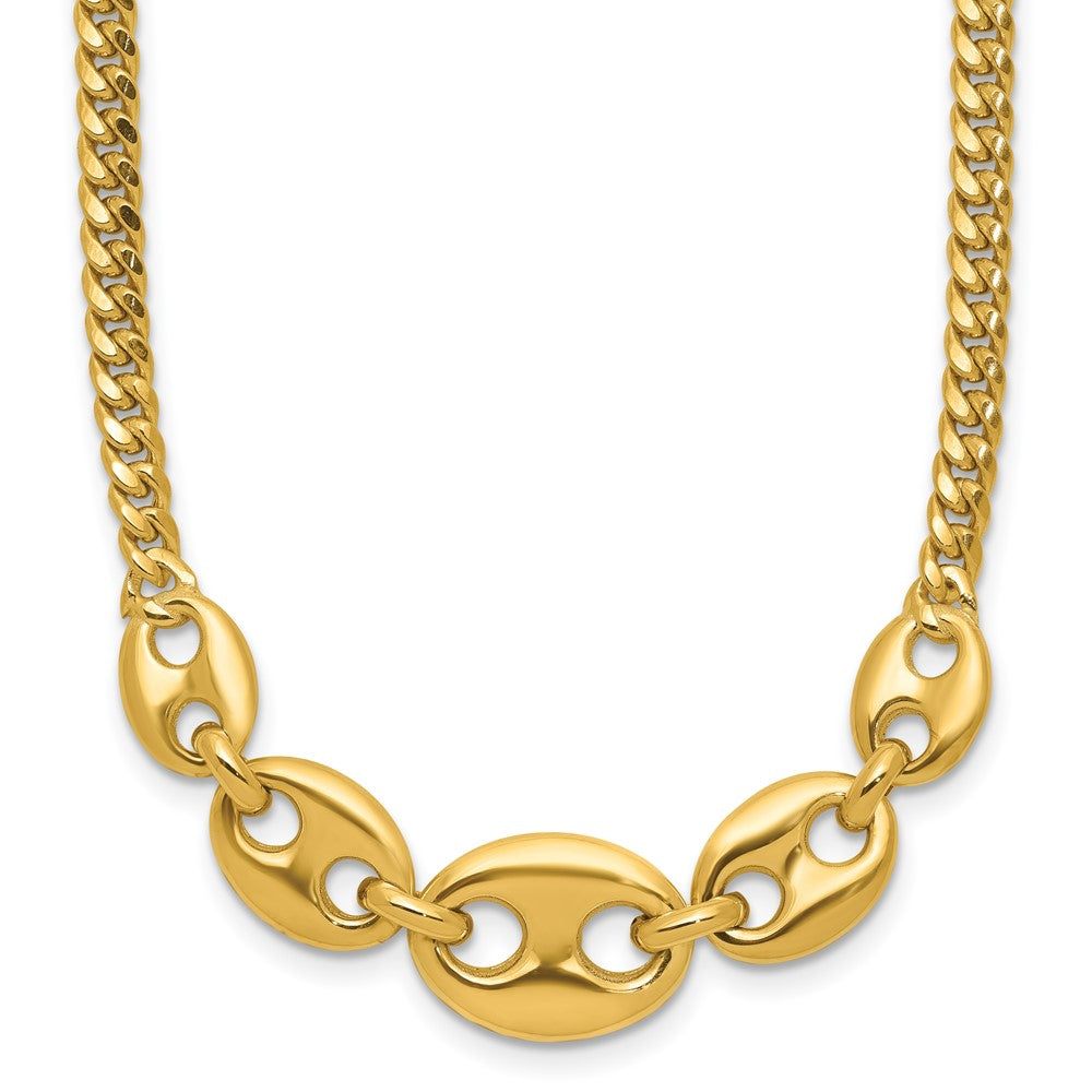 14K Yellow Gold Polished Fancy Curb Link Necklace