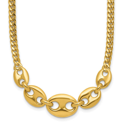 14K Yellow Gold Polished Fancy Curb Link Necklace