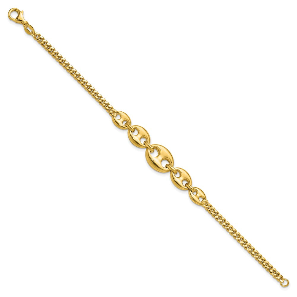14K Yellow Gold Polished Fancy Curb Link Bracelet