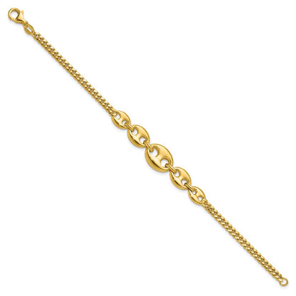 14K Yellow Gold Polished Fancy Curb Link Bracelet