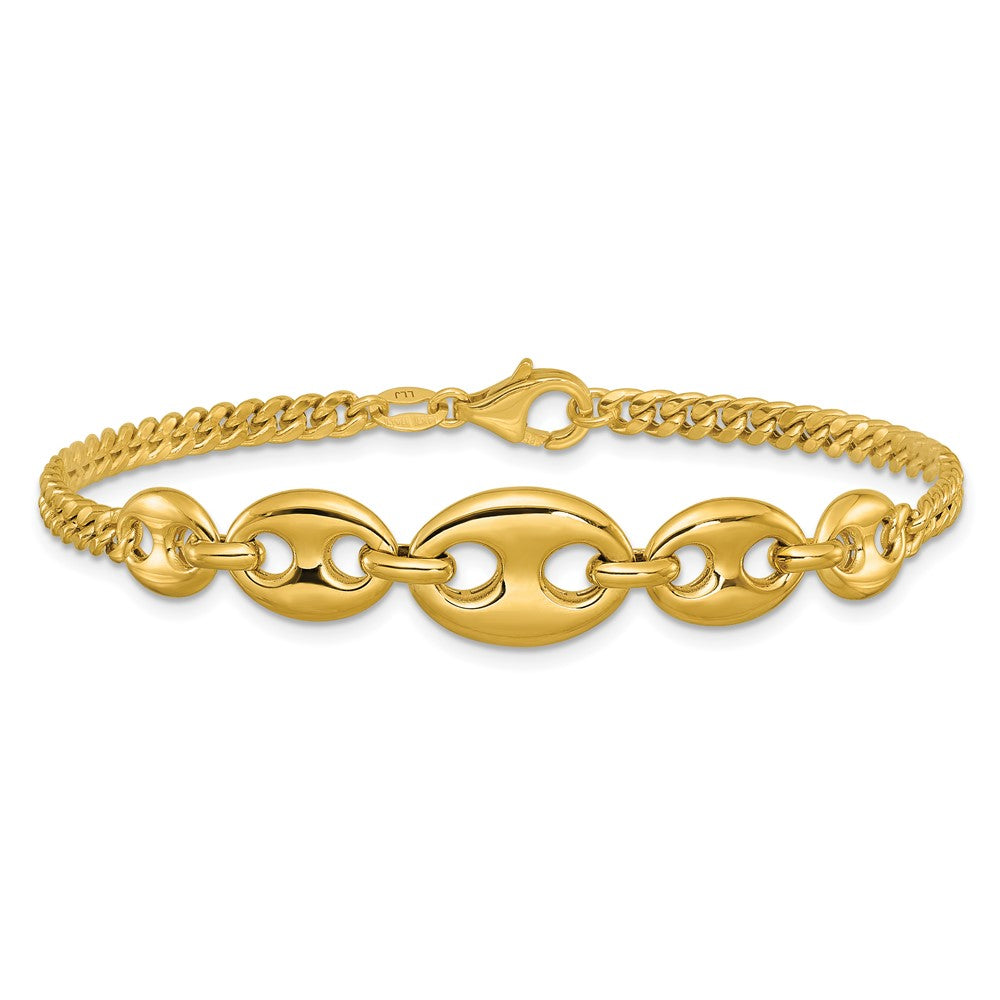 14K Yellow Gold Polished Fancy Curb Link Bracelet