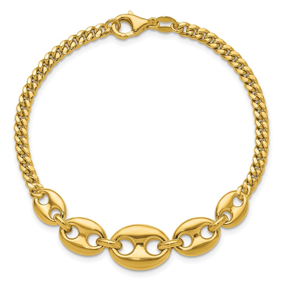 14K Yellow Gold Polished Fancy Curb Link Bracelet