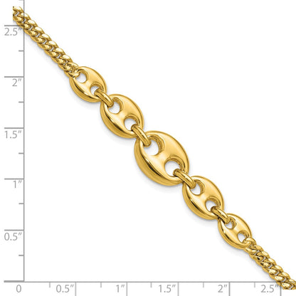 14K Yellow Gold Polished Fancy Curb Link Bracelet