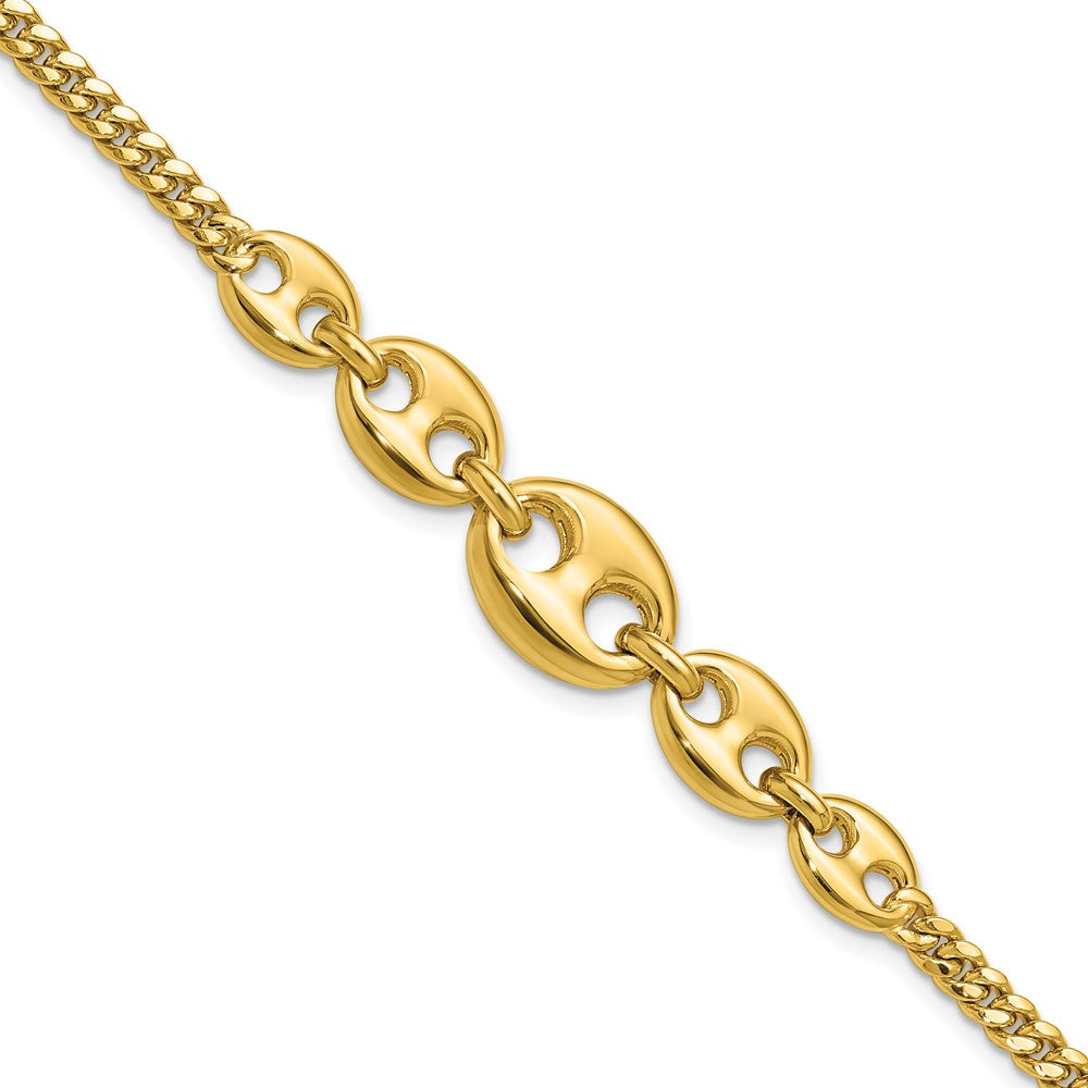 14K Yellow Gold Polished Fancy Curb Link Bracelet