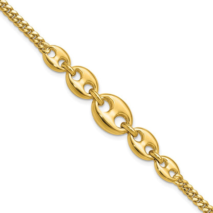 14K Yellow Gold Polished Fancy Curb Link Bracelet