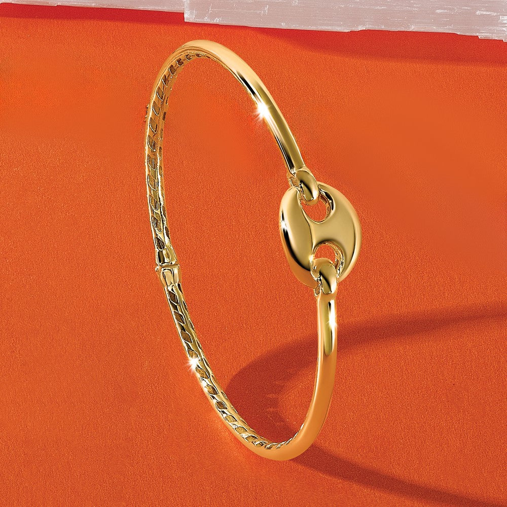 14K Yellow Gold Polished Hollow Hinged Bangle