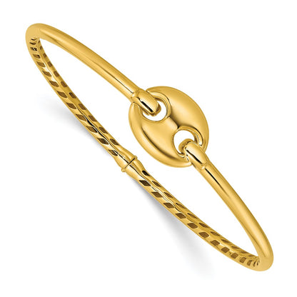 14K Yellow Gold Polished Hollow Hinged Bangle
