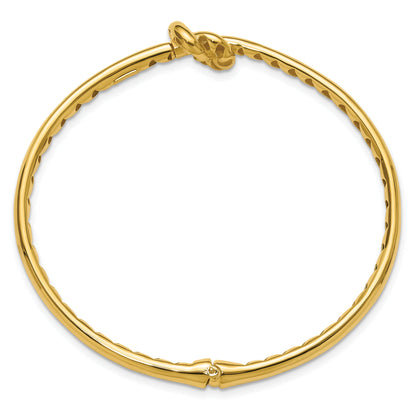 14K Yellow Gold Polished Hollow Knot Hinged Bangle
