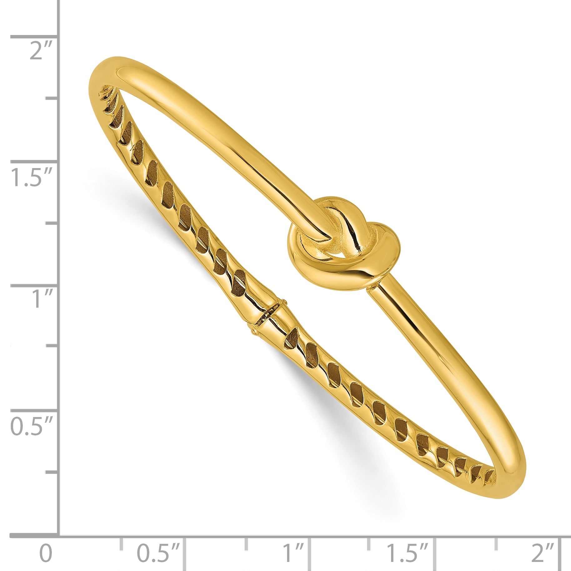 14K Yellow Gold Polished Hollow Knot Hinged Bangle