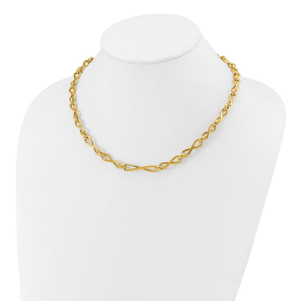 14K Yellow Gold Polished Fancy Twisted Link Infinity Necklace