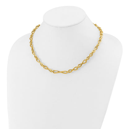 14K Yellow Gold Polished Fancy Twisted Link Infinity Necklace