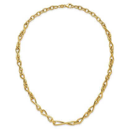14K Yellow Gold Polished Fancy Twisted Link Infinity Necklace