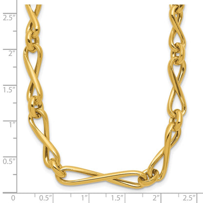 14K Yellow Gold Polished Fancy Twisted Link Infinity Necklace