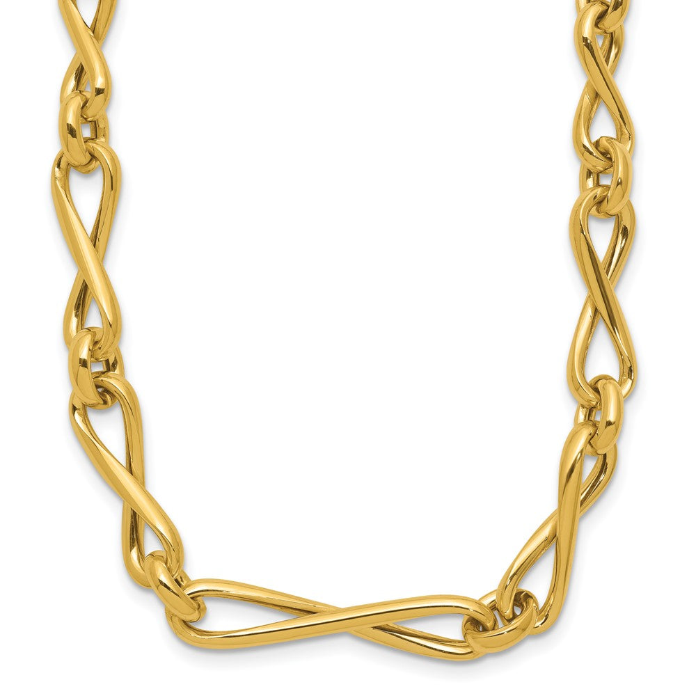 14K Yellow Gold Polished Fancy Twisted Link Infinity Necklace