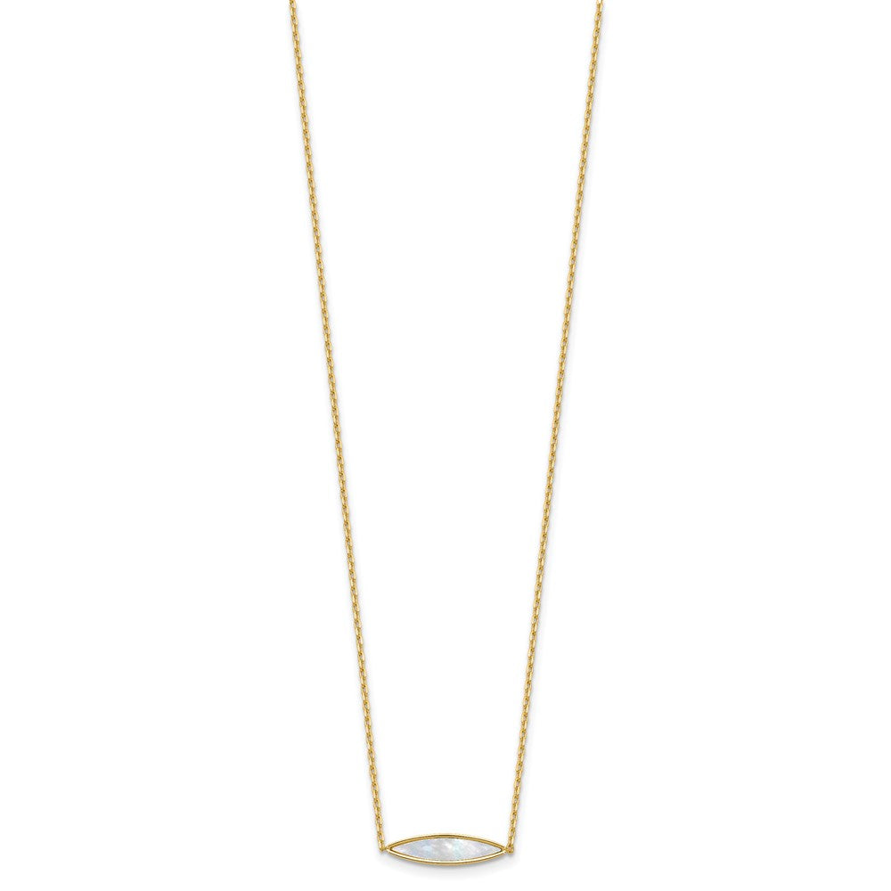 14K Yellow Gold Polished Mother Of Pearl 1In Ext. Necklace