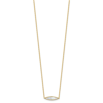 14K Yellow Gold Polished Mother Of Pearl 1In Ext. Necklace