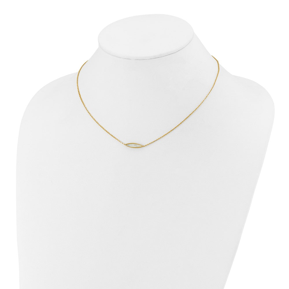 14K Yellow Gold Polished Mother Of Pearl 1In Ext. Necklace