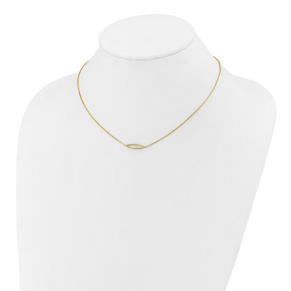 14K Yellow Gold Polished Mother Of Pearl 1In Ext. Necklace