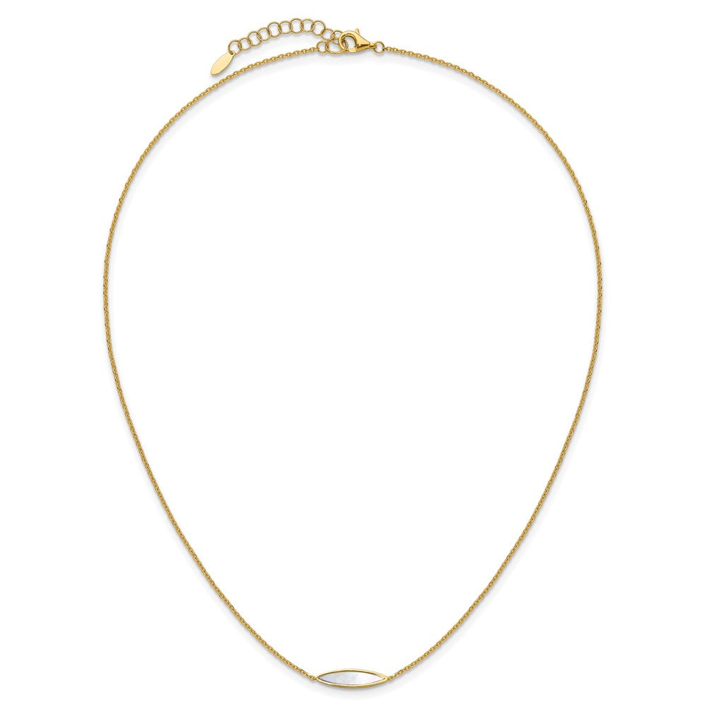14K Yellow Gold Polished Mother Of Pearl 1In Ext. Necklace