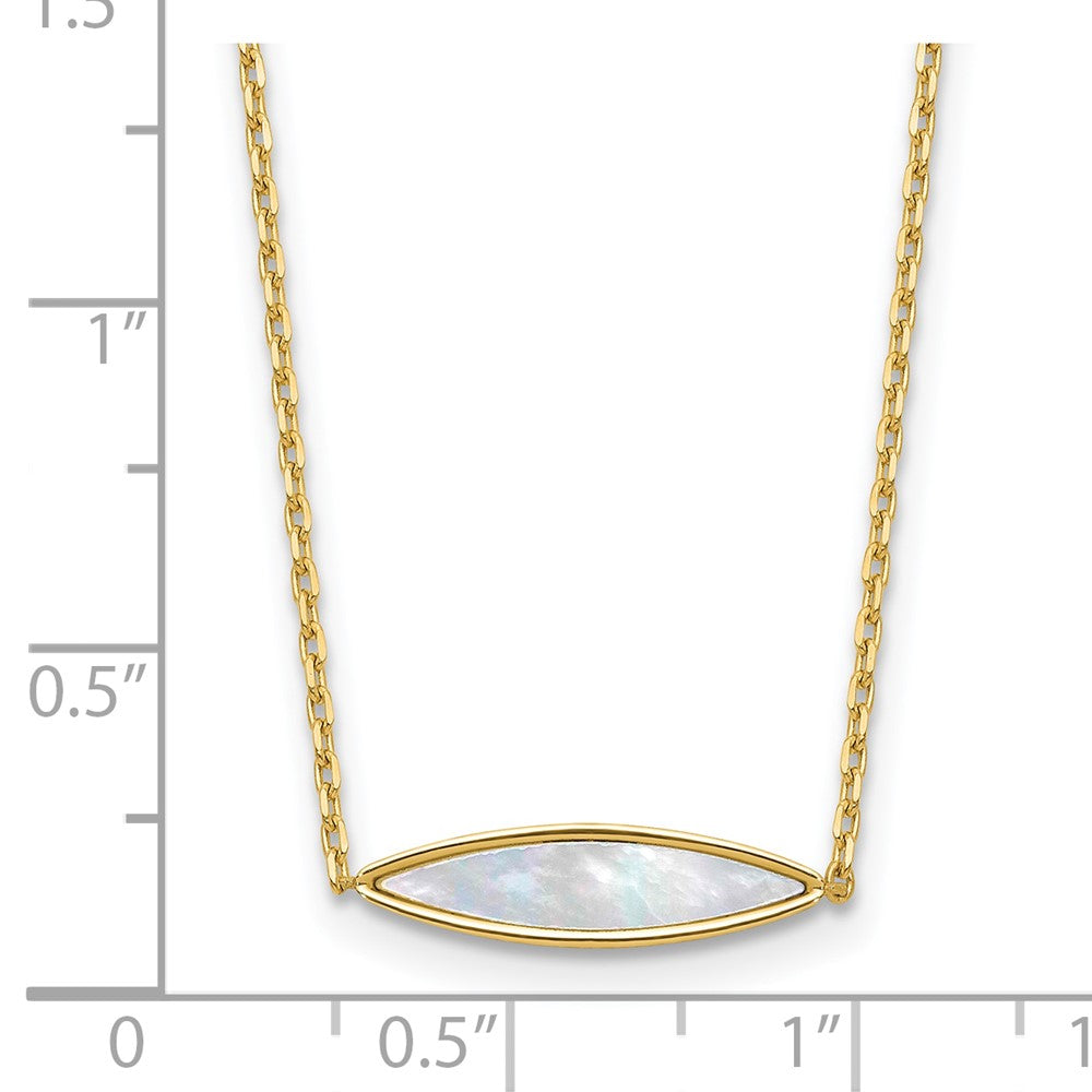 14K Yellow Gold Polished Mother Of Pearl 1In Ext. Necklace