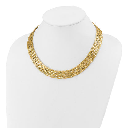 14K Yellow Gold Polished Braided Mesh Necklace