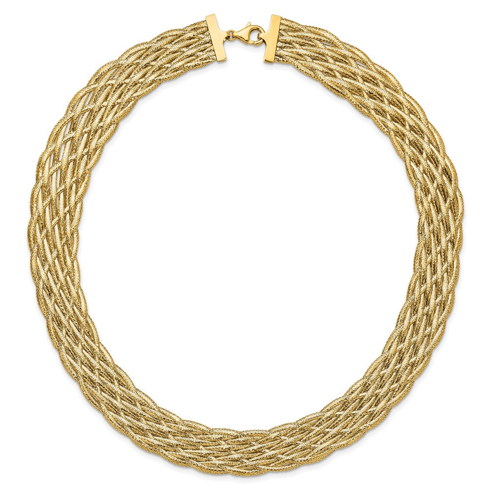 14K Yellow Gold Polished Braided Mesh Necklace