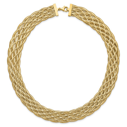 14K Yellow Gold Polished Braided Mesh Necklace