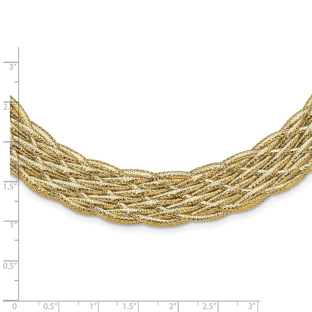 14K Yellow Gold Polished Braided Mesh Necklace