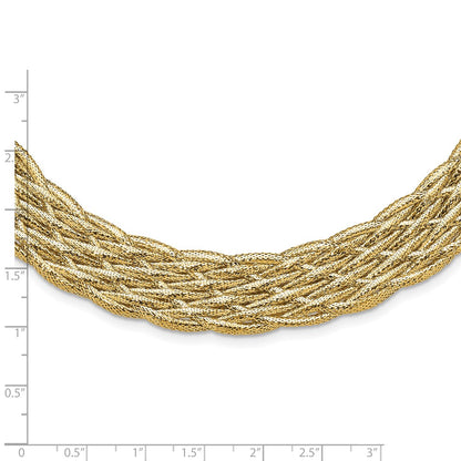 14K Yellow Gold Polished Braided Mesh Necklace