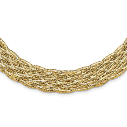 14K Yellow Gold Polished Braided Mesh Necklace