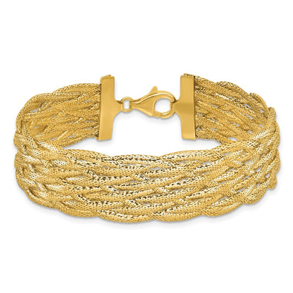 14K Yellow Gold Polished Braided Mesh Bracelet