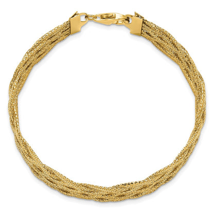 14K Yellow Gold Polished Braided Mesh Bracelet