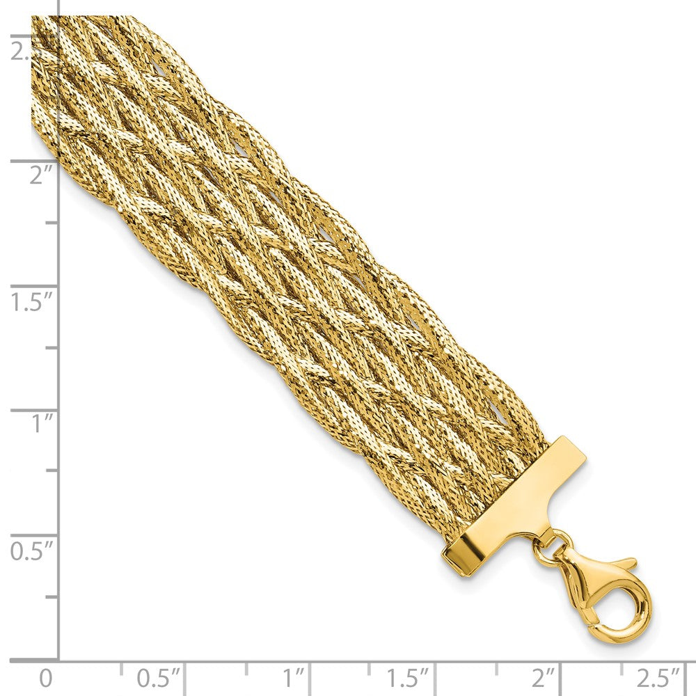 14K Yellow Gold Polished Braided Mesh Bracelet